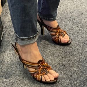 Madden Girl Casual Sandal High Heel Shoe - Multi Color Brown